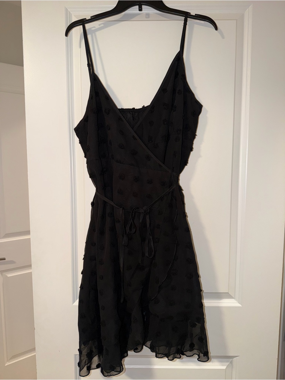Macy's Black Spaghetti-Strap Wrap Mini Dress